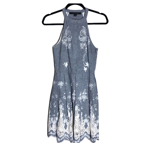 CYNTHIA STEFFE CHAMBRAY LACE DRESS EMBROIDERY SZ 2 - Picture 2 of 10